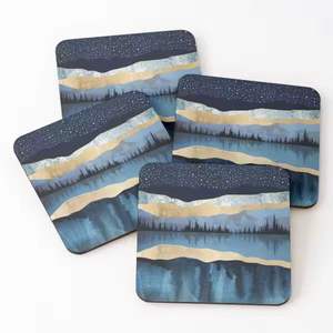 Sous-verres en bois avec pièces de support Sous-verres en bois Tasse Coaster Set pour Bar Cuisine Maison - Product Image 3