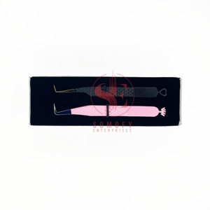 Pince à épiler d'extension de cils à pointe en micro-fibre Emballage personnalisé en acier inoxydable durable Pince à épiler à volume pointu - Product Image 6
