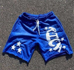 <b>Men's</b> High Quality 100% Cotton Mid Vintage Streetwear <b>Shorts</b> Custom 3D Puff Printed Bold Graphics Drawstring Closure - Product Image 4