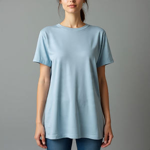 2024 camisetas de manga corta con serigrafía para mujer, camisetas ligeras de cuello redondo con estampado Digital de algodón y poliéster para mujer - Product Image 2