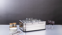 Chauffe-plats rond en acier inoxydable avec couvercle en verre pour buffets de grande capacité, soupes et plats chauffants électriques
