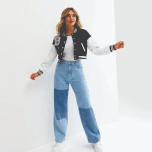 Customizable Women's College Varsity Jackets <b>Quilted</b> Cropped Slim <b>Wool</b> Letterman Black Embroidery Oversized Sheepskin Knitted - Product Image 3