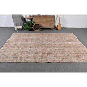 Vintage Turkish <b>Rug</b> 5'8 X 9' Rectangular Patchwork Design Handmade <b>Boho</b> Wool Latex for Bedside 5'8 X 9' Vintage Brown Beige - Product Image 2