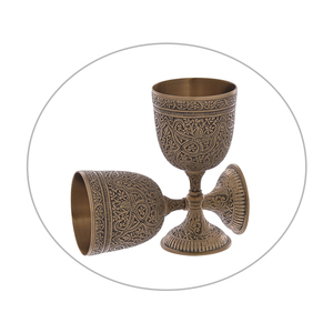 Antique Engraved Metal Goblet Set | Vintage Brass Finish Decorative Chalice <b>Cup</b> <b>for</b> Home Decor Tableware Gift Collectible Craft - Product Image 1