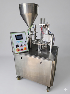 Machine de scellage de gobelets semi-automatique numérique à 4 stations de qualité alimentaire, réglable, pour liquides, papier, haute productivité, Lassi, Curd, Shrikhand - Product Image 4