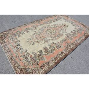 พรมขนแกะสีเบจสีน้ำตาลขนาด5.4X9.4ฟุตแนววินเทจผ้าทอแบบแบนมีลวดลายปะต่อสำหรับตกแต่งห้องนั่งเล่นโถงทางเดิน - Product Image 4