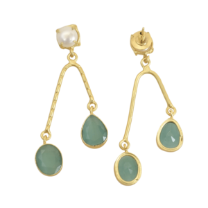 Pendientes de Latón al por Mayor, Estilo Clásico Vintage, Cristal, Perla, Piedra Natural, Unisex, Acabado Satinado de Latón, a la Moda - Product Image 6