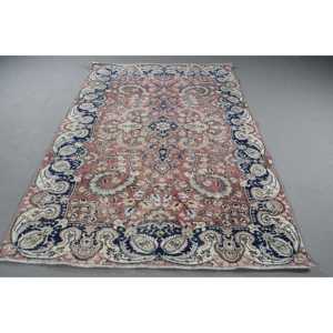 Alfombra Vintage, Alfombra Grande de 5,5x8 pies, Alfombra Turca Oriental Azul de Lana - Product Image 1