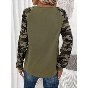 T-shirt imprimé à manches longues pour femme, tricot doux et flexible, style décontracté moderne, motif uni, confortable à porter, anti-froissement, séchage rapide - Product Image 2