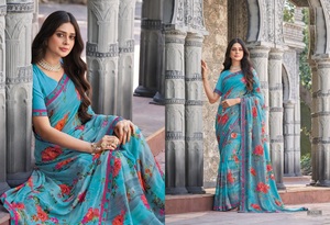 Nueva hermosa colección de diseño Georgette Sari para mujer venta en línea - Product Image 2