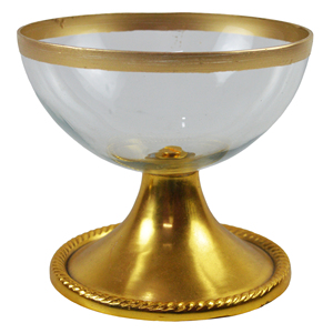 Cuenco de cristal con soporte de metal, acabado chapado en oro, decoración de boda, cuenco decorativo de tema moderno, cuencos para servir frutas - Product Image 1