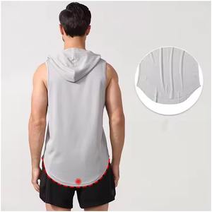 Men New Gym Wear <b>Sleeveless</b> Slim Fit Running T Shirts Workout Gym Shirts With <b>Hoodie</b> Cotton Heavy Heavyweight - Product Image 5