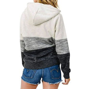 Ropa de calle personalizada, diseño propio, servicio OEM ODM, Sudadera con capucha de bloque de Color para mujer, novedad de 2024, sudaderas con cremallera a la venta - Product Image 3