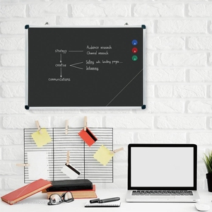 Tableau magnétique avec cadre en aluminium en blanc/noir/vert, protection d'angle en plastique, différentes tailles - Product Image 6