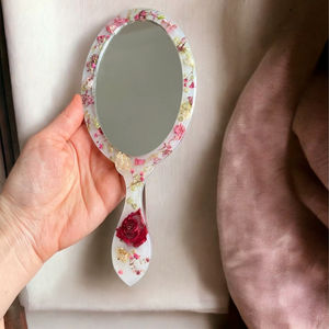 Resin Hand <b>Mirror</b> with Smooth Glossy Finish Perfect for Daily Use Makeup or Decorative Purposes Adding Stylish touch - Product Image 1