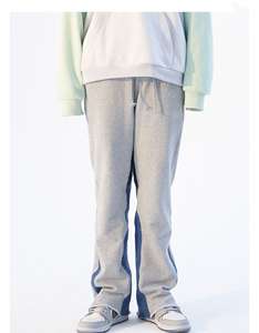 Pantalones de hombre lavados, personalizados, nuevos pantalones casuales Acampanados para hombre, ropa de calle, pantalones de chándal acampanados con cintura elástica de algodón - Product Image 4