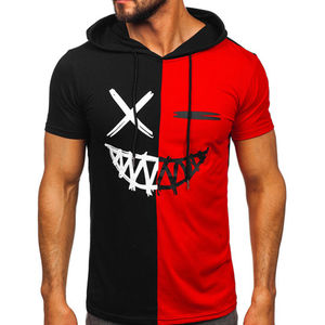 Venta al por mayor de los hombres de corte suelto de verano de manga corta 100% algodón estambre camisetas con capucha Casual - Product Image 1