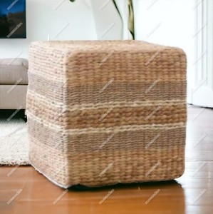 Cor natural não-tóxico retangular feito à mão otomano tecido rústico rattan almofada de decoração fezes osso incrustação console - Product Image 2