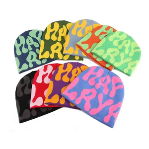 Custom Logo Winter Fashion Youth Outdoor Streetwear Thick Double Layer Reversible Lined Jacquard Beanies Caps - Product Image 1