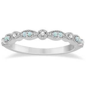 Ensemble de mariage en or blanc 14 carats avec diamant aquamarine en forme de marquise (0,49 ct) - pour mariage, fiançailles, anniversaire, fête religieuse, cadeau - Product Image 3