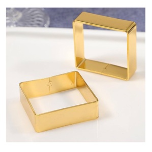 Anneaux de serviette en métal faits à la main de luxe moderne décoration de table de mariage carré en laiton porte-anneau de serviette accessoires de table - Product Image 5