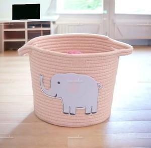 Cesta de dibujos animados de cuerda de algodón, cesta de almacenamiento de ropa sucia plegable, cesta de almacenamiento de juguetes para niños, cesta de cuerda de algodón para habitación de guardería - Product Image 2