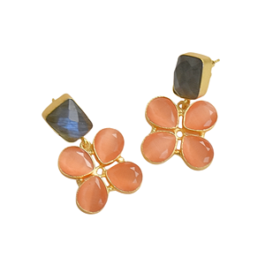 Pendientes de Labradorita con Diseño de Constelaciones Vintage, en Latón con Baño de Oro de 14K - Product Image 3