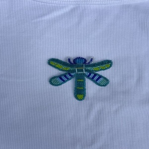 Contemporary Seed Bead Artwork Tank Top Fashion Piece Unique Handcrafted Embroidered Beaded Tank Top Clothing - Product Image 3