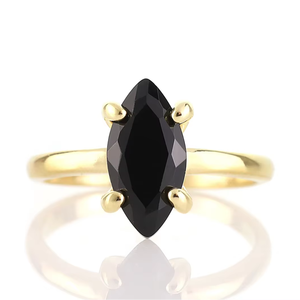 Belle bague en onyx noir plaqué or 18 carats faite à la main bijoux fins pour femmes cadeau de mariage - Product Image 1