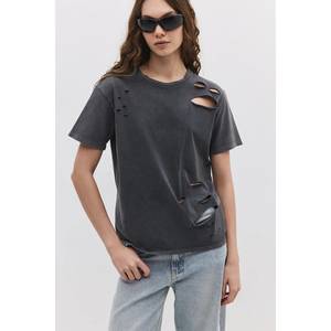 T-shirt décontracté pour femme, coupe ajustée et ample, 100% coton, motif 3D, haut pour l'été, tailles XS à 5XL - Product Image 4