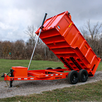 Remorque à benne hydraulique orange neuve et économique de 7'x14' avec contrepoids, faible bruit, garantie de 3 ans