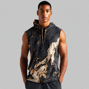 Sublimation <b>Sleeveless</b> Hoodie <b>Men</b> Workout Fitness Wear Printed Hoodies <b>Men's</b> Gym <b>Sleeveless</b> Hood Singlet Top <b>Mens</b> - Product Image 1