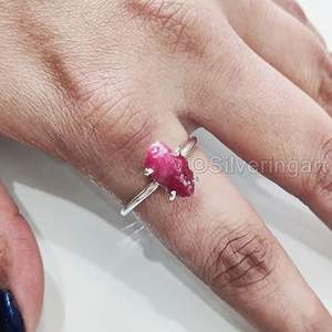 Conjunto de Joyería para Mujer con Rubí Natural, Piedra de Nacimiento de Julio, Anillo Ajustable, Joyería Hecha a Mano, Plata de Ley 925 - Product Image 5