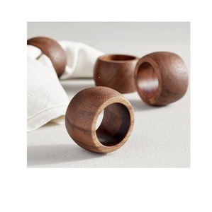 Ronds de serviette en bois ronds pour la présentation de mariage et de table à manger - Product Image 4