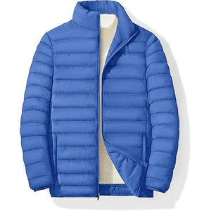 Veste matelassée en polyester bleu de haute qualité pour homme avec logo personnalisé pour l'hiver, pour une utilisation en extérieur, téléchargée par Dress Sports - Product Image 1