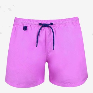 Shorts de baño para mujer, 130 GSM, de poliéster de secado rápido, color morado claro, con logotipo bordado personalizado, shorts de playa para mujer - Product Image 3