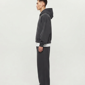 OEM Tracksuits <b>for</b> <b>Men</b> Manufacturer <b>Top</b> Quality Solid Color Fleece Custom <b>Cropped</b> Baggy Casual 100% Cotton Loose Fit Autumn Wear - Product Image 6