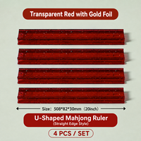 HaloOne – Nouvelle collection de supports de mahjong américains de luxe en acrylique transparent avec feuille d'or rouge, 4 pièces, bords droits, collection de designer haut de gamme
