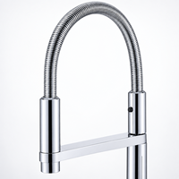 Robinet de cuisine télescopique WYRAX moderne en acier inoxydable 304 avec douchette céramique, deux positions eau chaude et froide, finition brossée