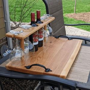 Resina relajante hecha a mano con asas de metal de madera Bandeja de servicio Caddy Bandejas de madera ecológicas con estilo Bandeja de decoración funcional - Product Image 4