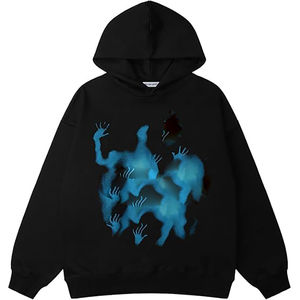 Jersey básico personalizado con estampado de pantalla y logotipo bordado en blanco, sudaderas con capucha personalizadas lisas para hombre, precio al por mayor - Product Image 1