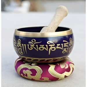 Bol chantant décoratif en laiton Bol chantant de style nautique avec maillet et coussin Technique de moulage au sable Bol chantant tibétain - Product Image 3