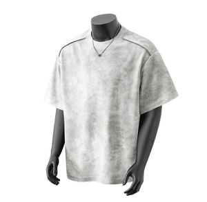 Wholesale Custom Oversized Acid Wash Distressed Short Sleeve T-<b>Shirt</b> with Decorative Shoulder for Men Women Unisex - Product Image 1