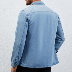 Wholesale <b>Men's</b> Customizable Size Winter Cotton-<b>filled</b> Washed Denim Winter <b>Jacket</b> Long Sleeves Solid Stand Winter Look - Product Image 2