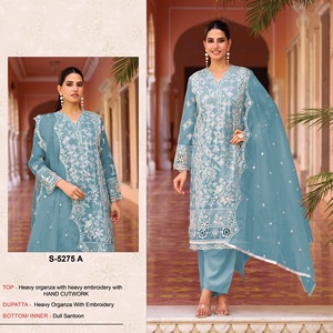 Pakistanaise femmes fantaisie Salwar Kameez ethnique lourd Punjabi couture en gros costumes de pelouse pour les fêtes - Product Image 6