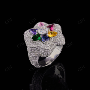 VVS D Moissanite bague en diamant haute qualité 925 argent forme de fleur glacé Hip Hop bijoux en gros bijoux de mode GRA - Product Image 1