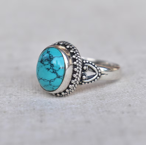 Anillo Ovalado Azul Turquesa de Plata de Ley 925 Sólida, Joyería Hecha a Mano, Mejor Calidad, Precio de Fábrica, Venta al por Mayor - Product Image 3