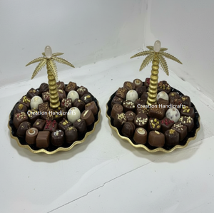 Plateaux de service pour chocolat et desserts de qualité supérieure, nouvelle arrivée, fabriqués en résine nacre et métal avec finition verte - Product Image 2