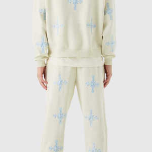 100% algodón polar Unisex sudaderas con capucha de peso pesado Jogger pantalones conjuntos Casual deporte lujo en blanco chándales de gran tamaño para Unisex - Product Image 4