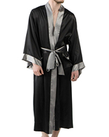 Batas de satén de seda Sexy de talla grande personalizadas 2025, conjunto de pantalones cortos, ropa de salón, ropa de noche larga, ropa de dormir para hombre, bata de baño